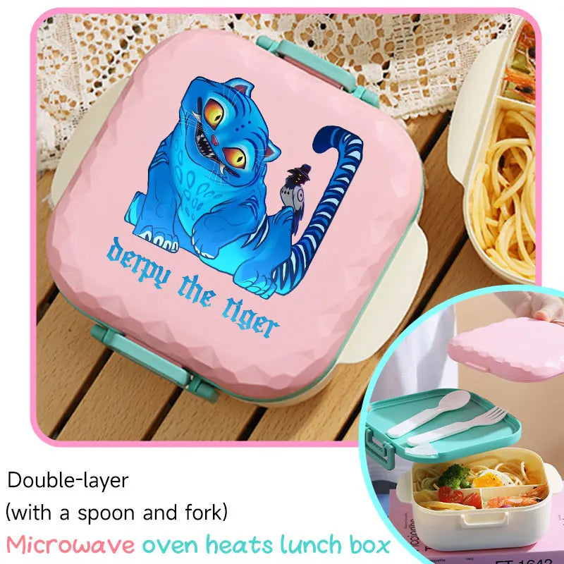 I YAN 800ml BPA-free KPop lunch box with spoon and fork, microwave-safe, portable for students and office workers