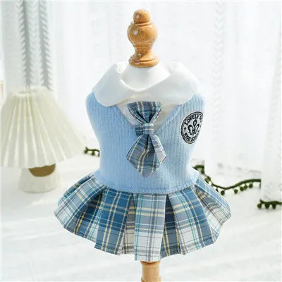 College Style Plaid Dog Dress – Cute Skirt for Small Dogs & Cats