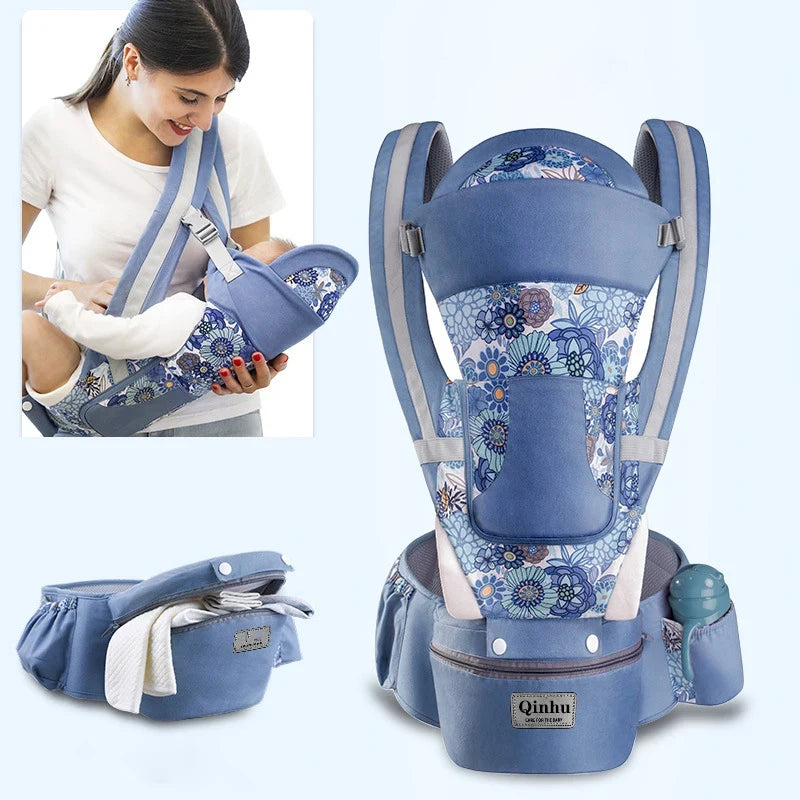 Newborn Ergonomic Baby Carrier Backpack with Hip Seat – Front Facing Kangaroo Wrap for Travel - I YAN