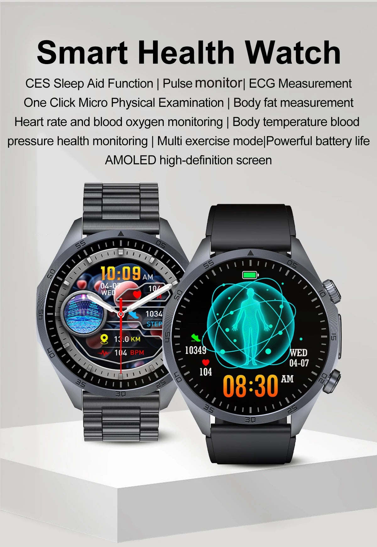 2026 New Pulse﻿ ECG+PPG Treatment Smart Watch Men Blood Lipid Uric Acid BP Body Fat Tired monitor Sports Health Call Smartwatch