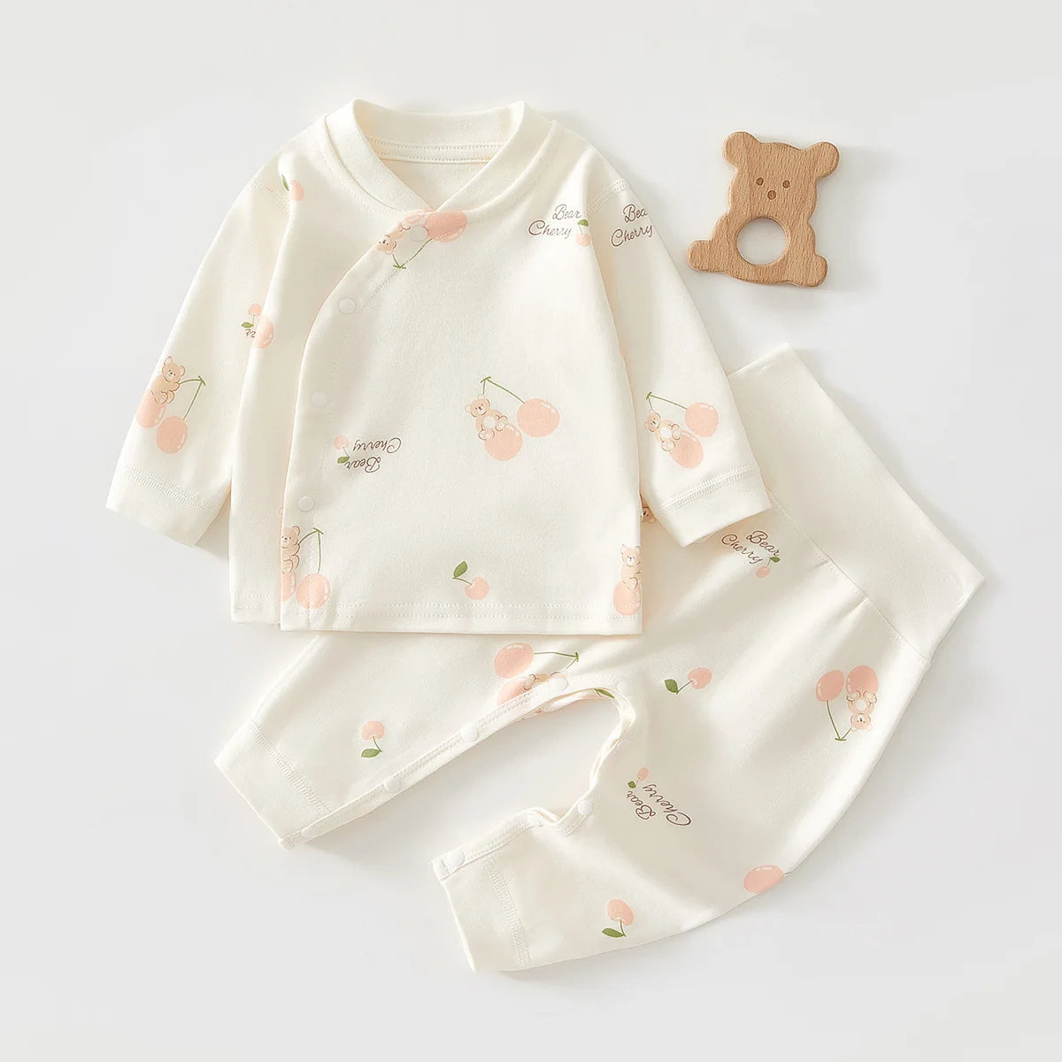 Baby Cartoon Print Pajama Set 2-Piece – Pure Cotton Top & Pants for 3M–18M - I YAN
