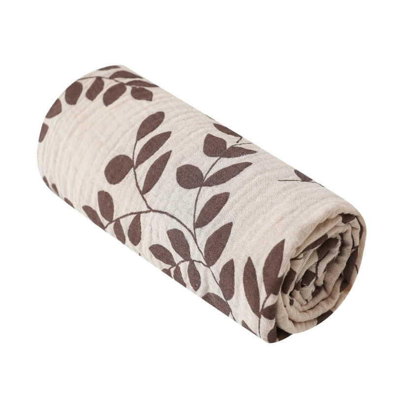 I YAN cotton baby swaddle blanket with floral print, soft muslin fabric, ideal for newborns and stroller covers