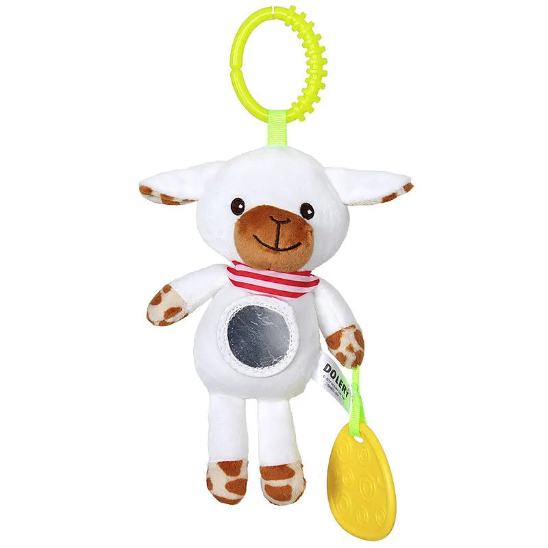Soft plush giraffe and zebra handbells with rattles and teether, ideal infant baby development toy for newborns by I YAN