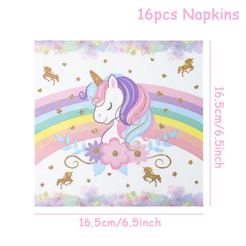 Unicorn Party Disposable Tableware Plates Napkin Rainbow Unicorn Birthday Party Decor Kids Birthday Party Supplies Baby Shower