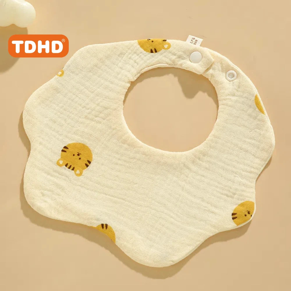 TDHD 3PCS Cotton Gauze Baby Feeding Bibs Summer Soft Petal Baby Printed Drooling Towel Newborn Toddler Baby Burp Cloth Children'