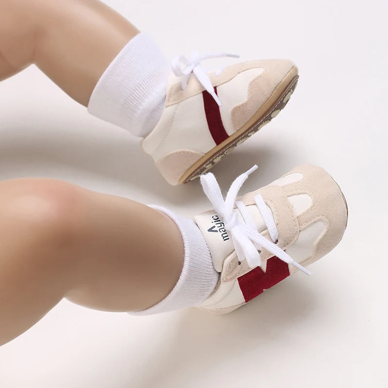 Newborn Baby Sneakers Letter Patchwork Baby Casual Shoes Anti-Slip Hundred Toddler Baby Boys Girls Shoes 0-18 Months