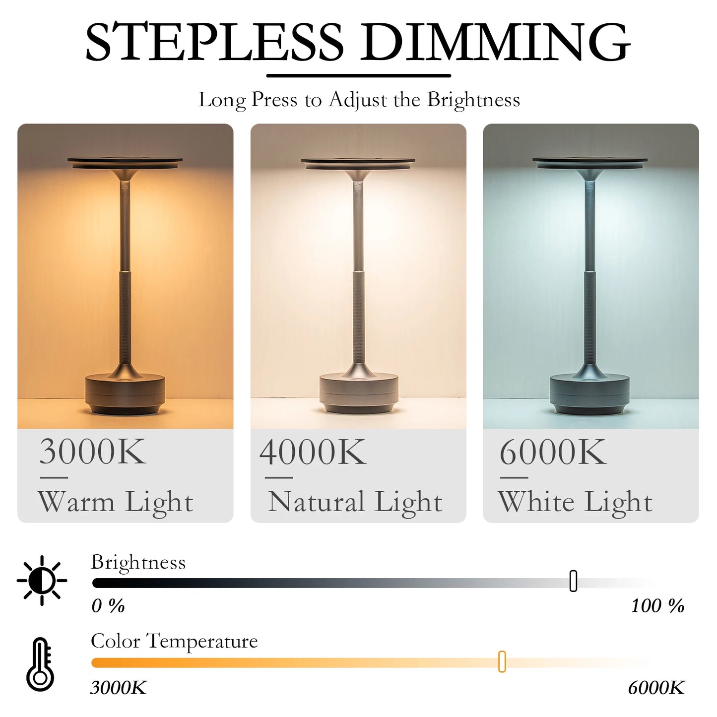 Rechargeable wireless LED table lamp by I YAN with touch sensor, ideal for night reading, bedroom, restaurant, or hotel decor.