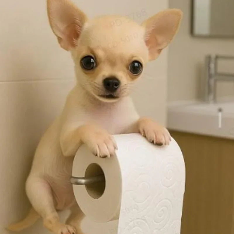 New Crafts Statues Home Decor Cute Dog Tissue Holder Toilet Paper Holder Resin Decorations Pendant