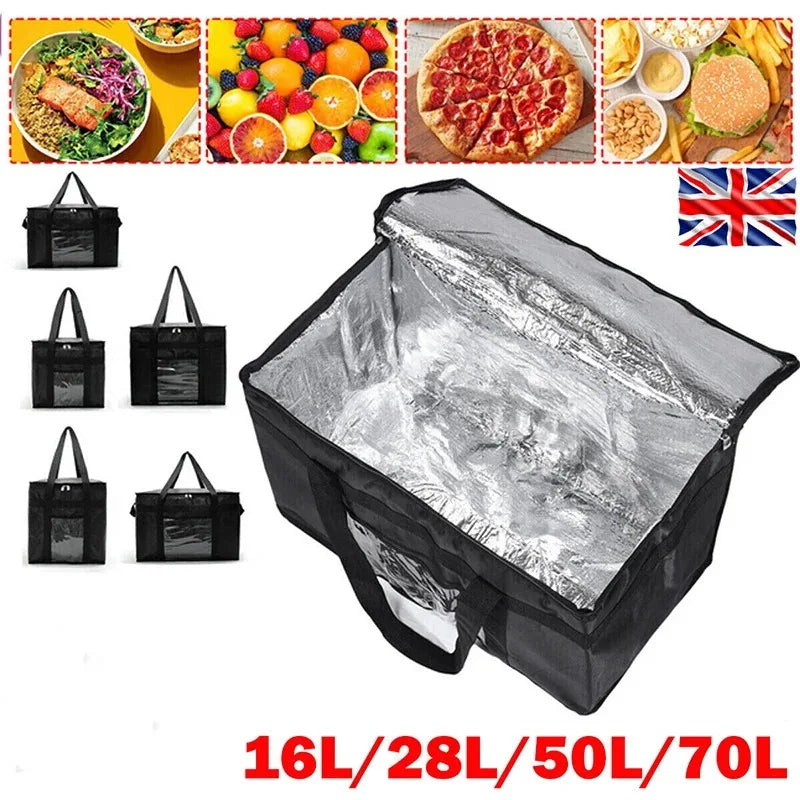 70L Insulated Thermal Cooler Bag Insulation To Keep Cold Large Capacity Portable Lunch Bag Zip Picnic Camping Tin Foil Food Bag