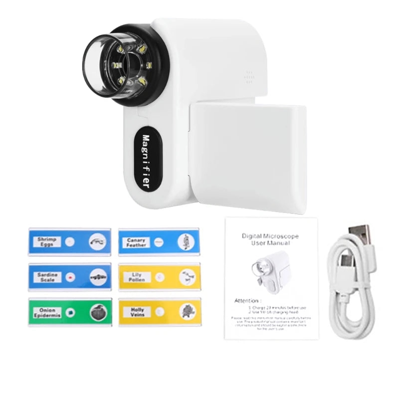 Digital Microscope 1200X USB Microscope Coin Microscope with LED Light 2inch LCD Screen Microscope for Kids Adults 37JD