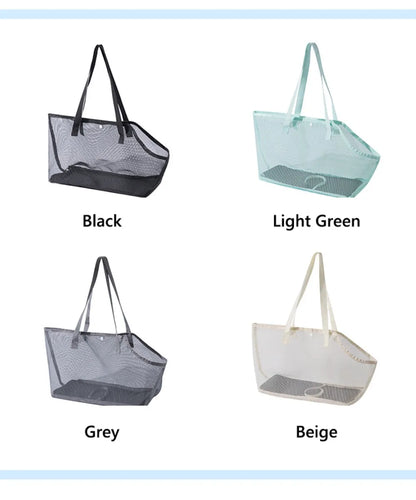 Breathable portable mesh pet carrier bag by I YAN with shoulder strap, foldable dog travel tote for summer outdoor use.