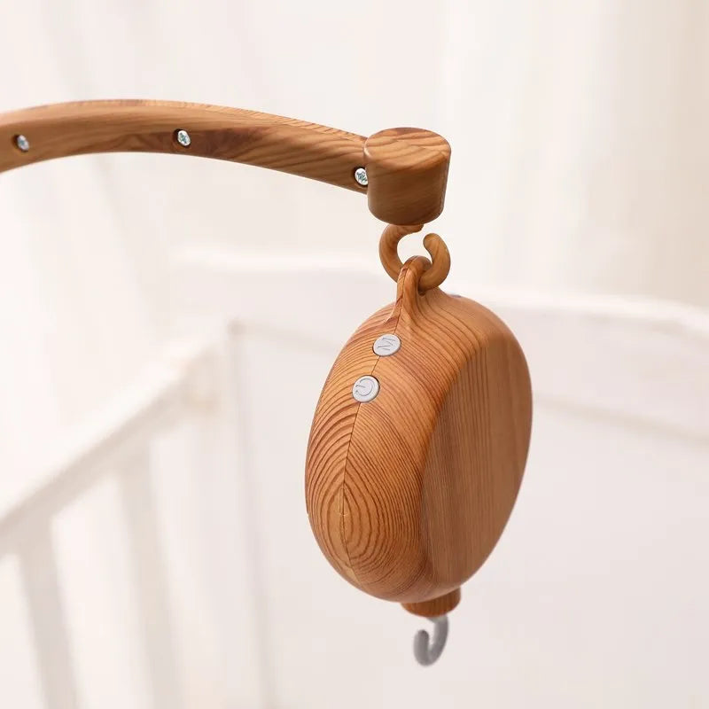 Wooden Crib Mobile with Soft Felt Animals – Newborn Bed Bell & Music Box - I YAN