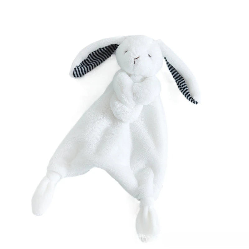 Personalized baby burp cloth by I YAN with cute rabbit embroidery, made of organic cotton, soothing towel for newborns.