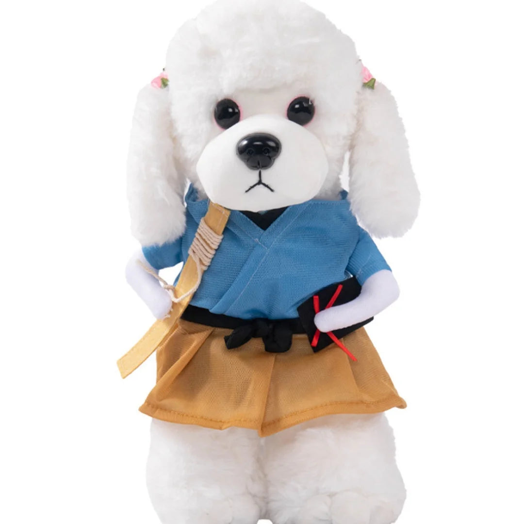 Cute Japanese Kimono pet costume for dogs and cats, I YAN yukata dress, perfect for parties and cosplay accessories.