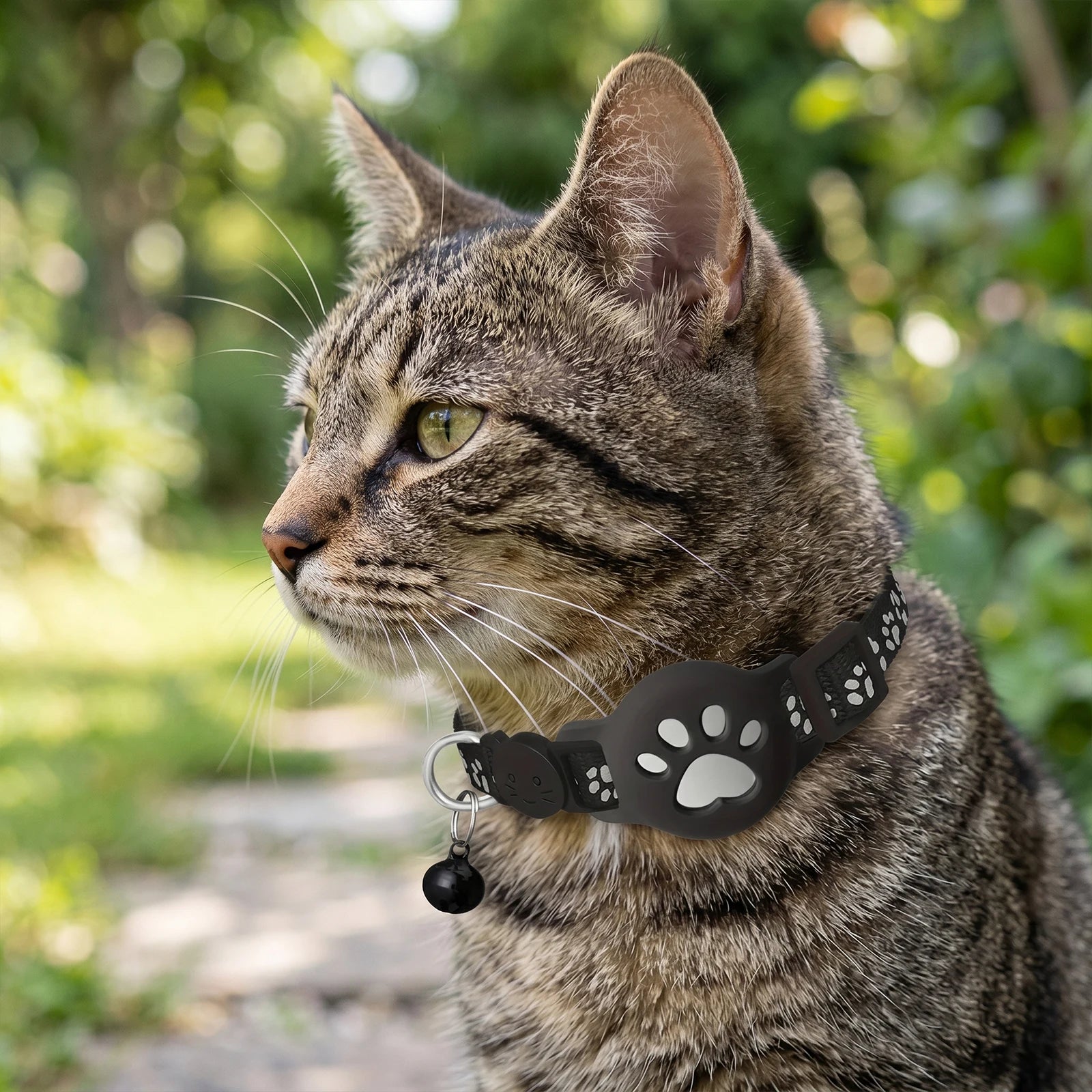 Cat Tracker Collar for iOS & Android Waterproof Electronic Pet Locator with Bell Pet Tracker for Pets Cat Anti-Lost Device