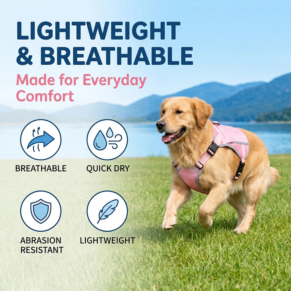 Pink I YAN dog cooling vest harness with four ice packs, designed for large dogs, offers over 180 minutes of cooling relief.