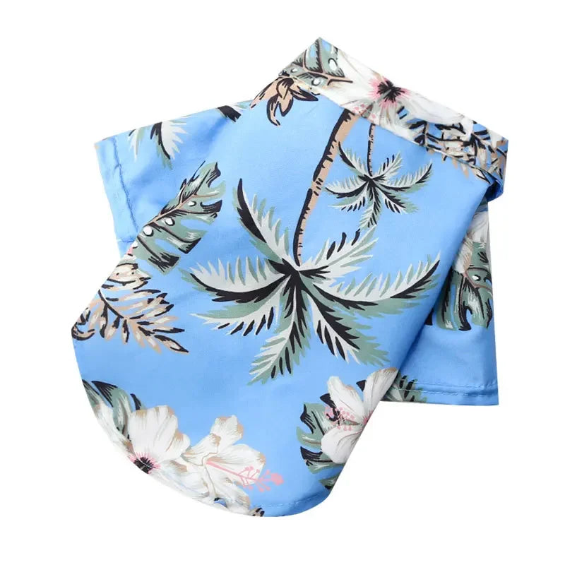 I YAN Hawaiian style summer dog shirt on small pug and French bulldog, lightweight beach clothing for pets, puppy and cat apparel