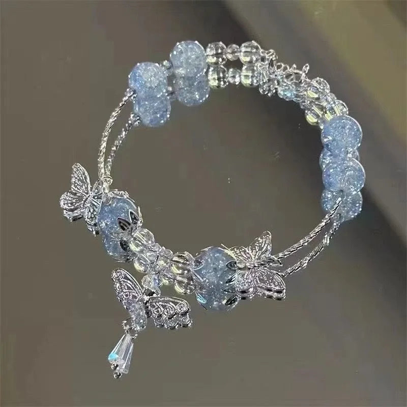 New Simple Beads Crystal Bracelet For Women Girls Korean ins Flower Fox Feather Tassel Bracelets Best Friend Jewelry Gifts