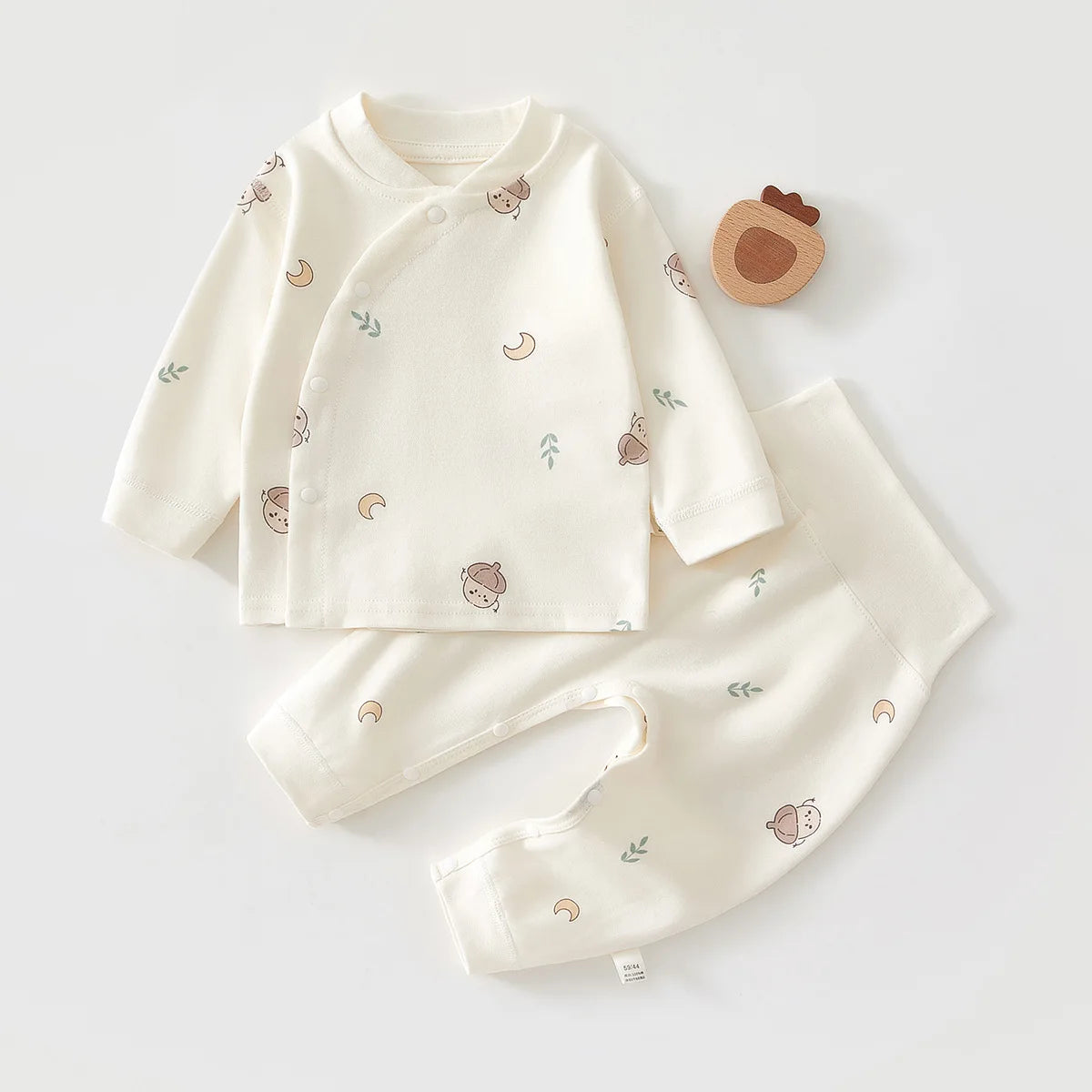 Baby Cartoon Print Pajama Set 2-Piece – Pure Cotton Top & Pants for 3M–18M - I YAN