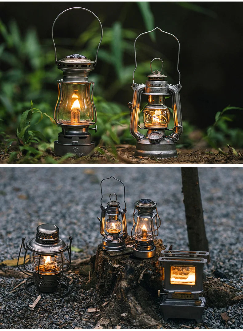 Oil Lamp Outdoor Portable Mini Camping Lantern Emotion Retro Lights for Hike Picnic Backpack Camping Supplies