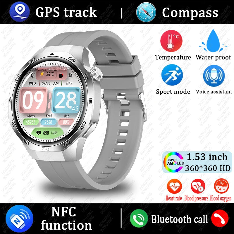 New GT5 Pro Smart Watch Men AMOLED HD Screen GPS NFC Heart Rate Bluetooth Call Watch 5 MAX IP68 Waterproof SmartWatch Man