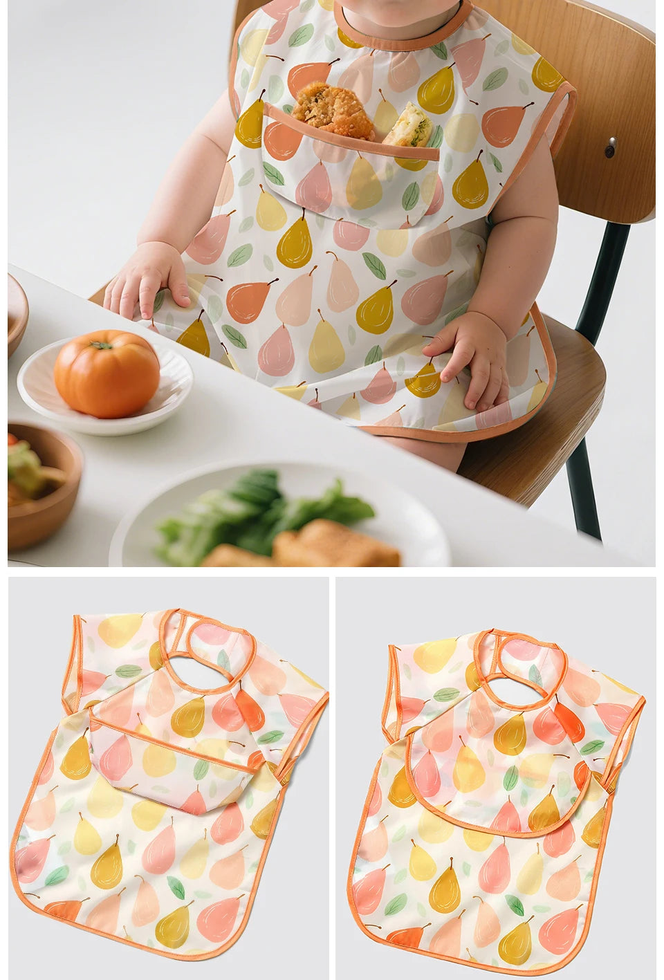 Elinfant Eating Feeding Bibs,Easy To Clean Burp Cloth,Wash-Free Eating Bibs,Smock Apron For Boys Girls, Baby Food Accessories