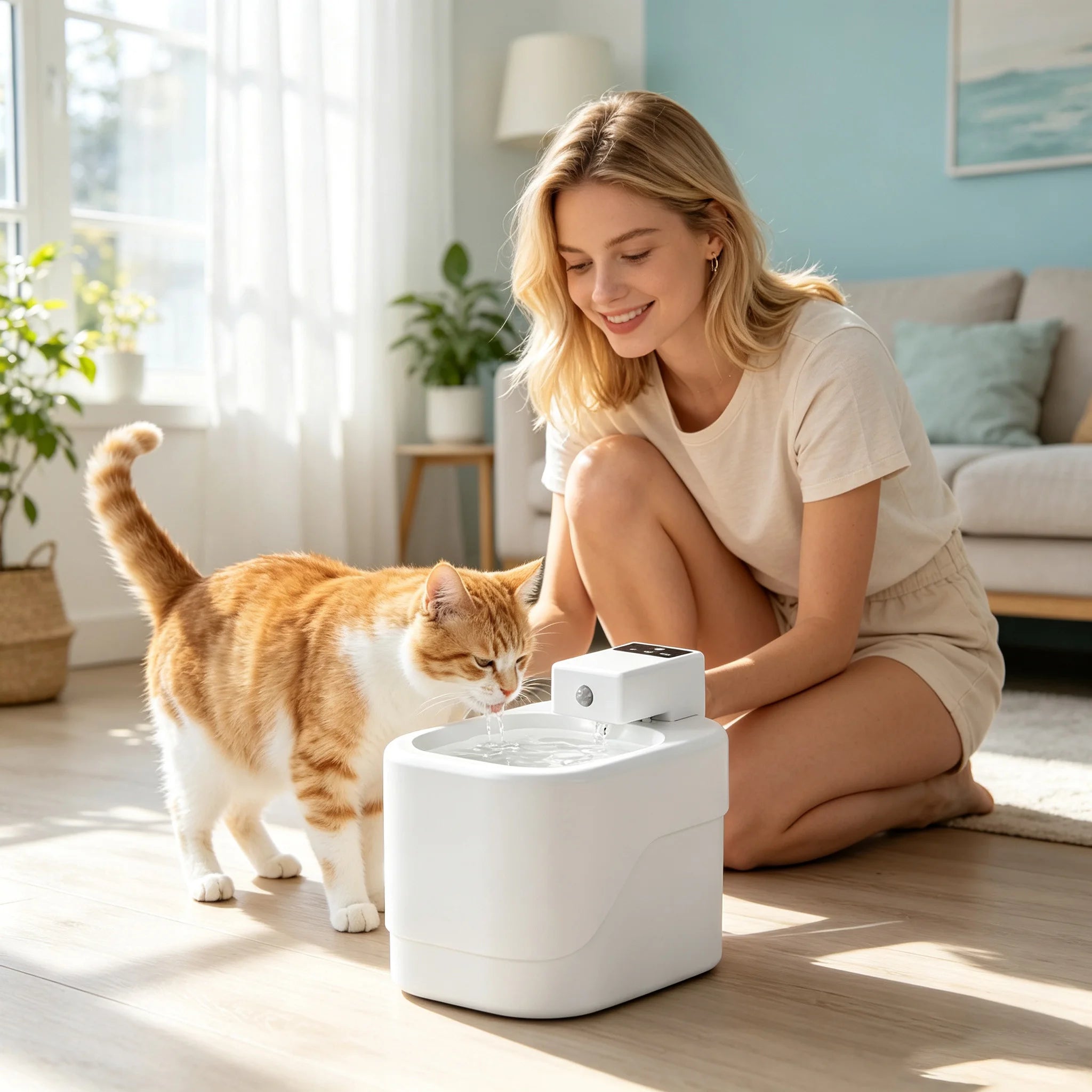 Automatic Dog Water Fountain Dispenser Large Capacity Quiet Indoor Pet Drinking Mute Waterer Cats Water Fountain with Motion