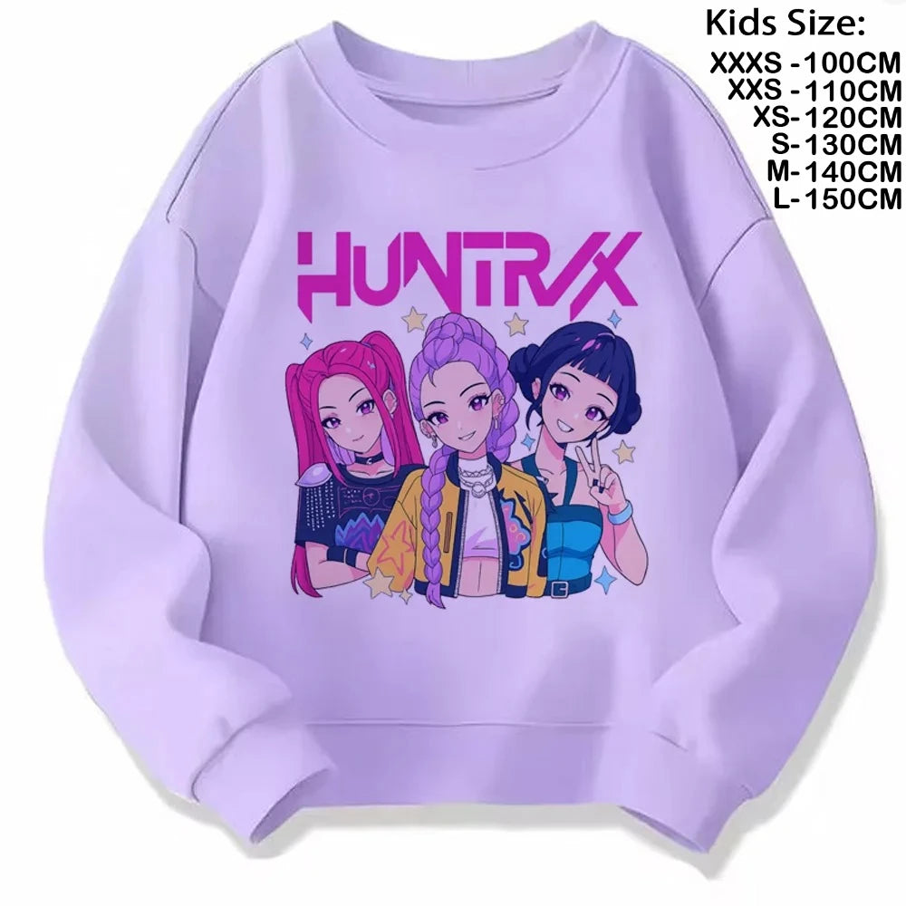 Movie Fans Gift Hoodie Girls Kids Huntrix Kpop Demon Hunters Children's Sweatshirt Cute Tiger Harajuku Hoody for Boys Girls