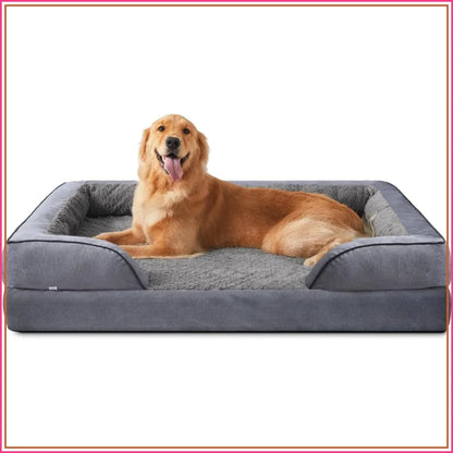 Large I YAN orthopedic dog bed with washable sofa cover, egg-crate foam, waterproof lining, and non-skid bottom for comfort and stability.
