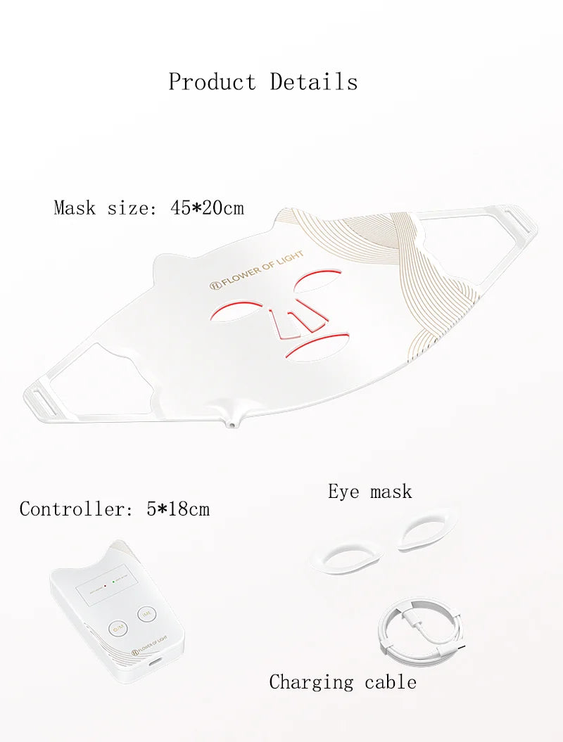 LED Beauty Mask Red Blue Light Home Skin Rejuvenation Device Brightens Skin Tone Improves dull Oily and Acne-prone Skin Care