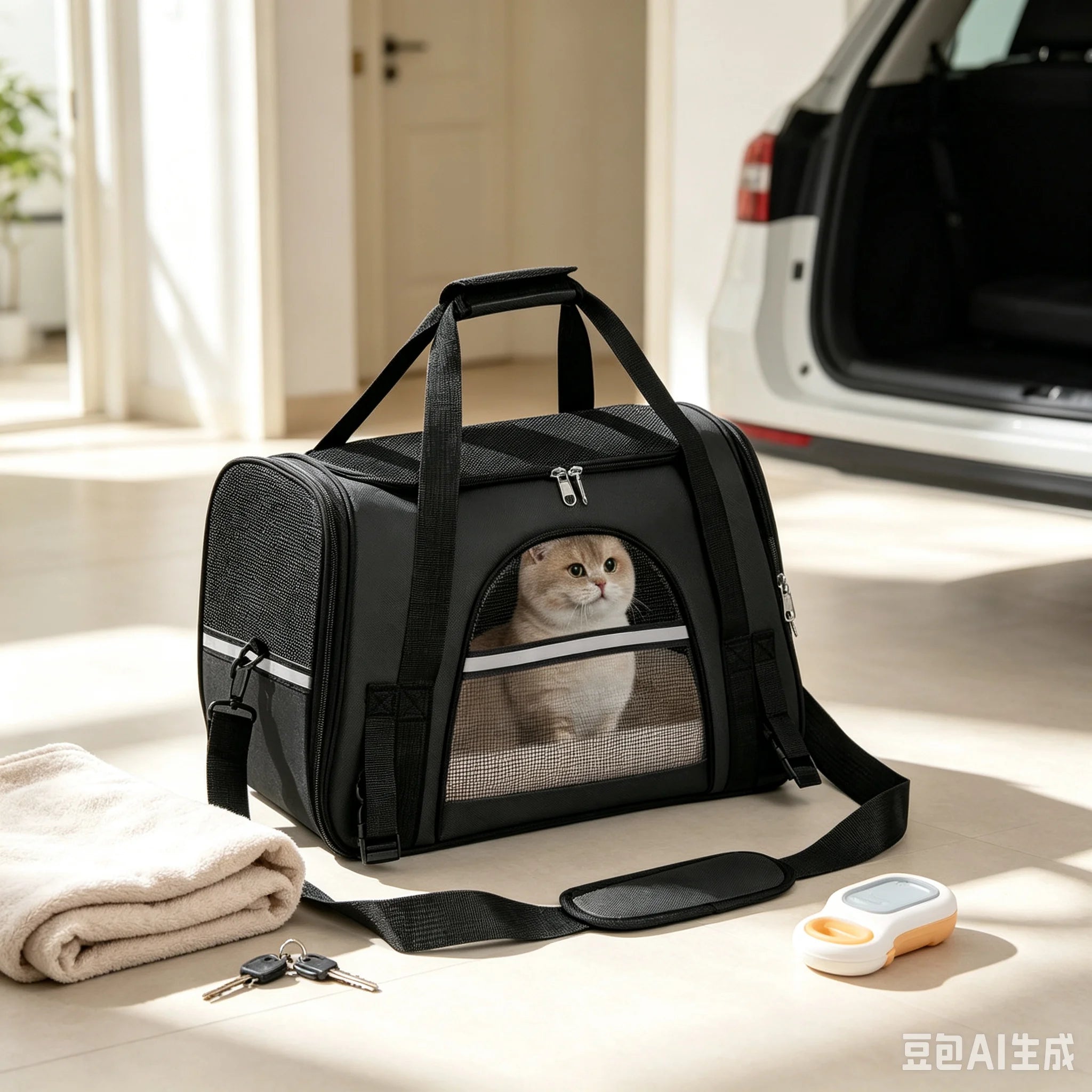 Breathable Pet Carrier Bag Airline Approved Foldable Pet Travel Carrier Secure Anti Escape Zipper Ventilated Spacious Collapsible Cat Dog Carrier Handbag With Shoulder Strap For Small Puppy Kitten Outdoor Car Travel