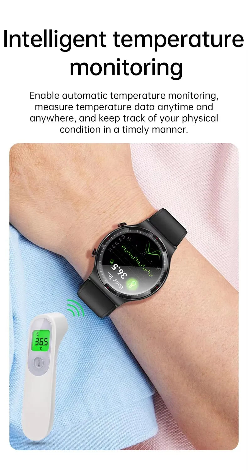 G08 Pro Men Amoled Smart WatchMedical Grade ECG Health Monitoring Heart Rate Blood Pressure Fitness Sport Smartwatch