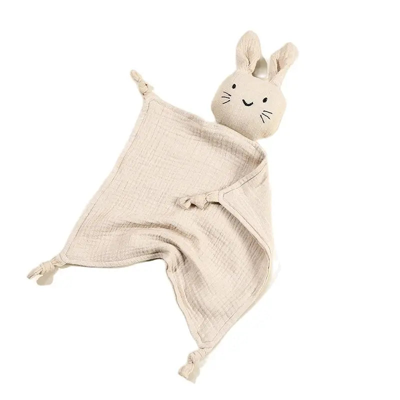 Baby Cartoon Rabbit Muslin Comforter – Soft Cotton Security Blanket & Burp Cloth for Newborns (30×30cm) - I YAN