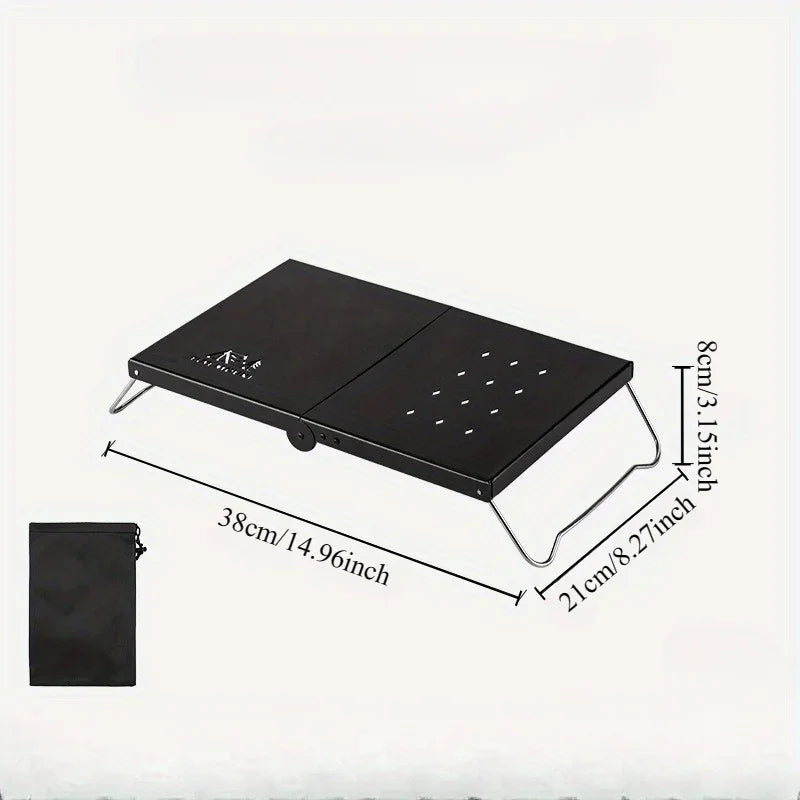 Outdoor Folding Small Table Portable Picnic Mini Table Thickened Steel Plate Spider Stove Insulated Table Camping Equipment