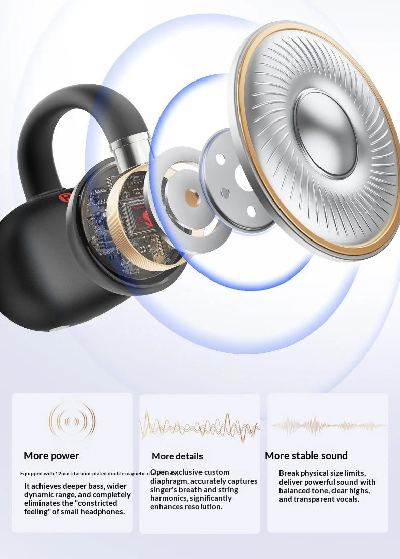 EarFun Clip 2 Open Ear Sport Bluetooth Earphones Hi-Res Sound AI Translation IP55 Waterproof Long Battery Life for Outdoor