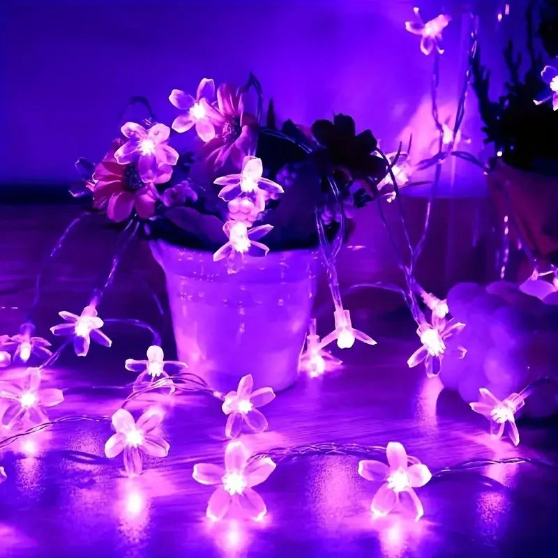 Solar PURPLE/BLUE/WARM/COLOR Cherry Blossom Garden Blossom Lights Garlands String Lights Solar Outdoor Waterproof Christma Deco