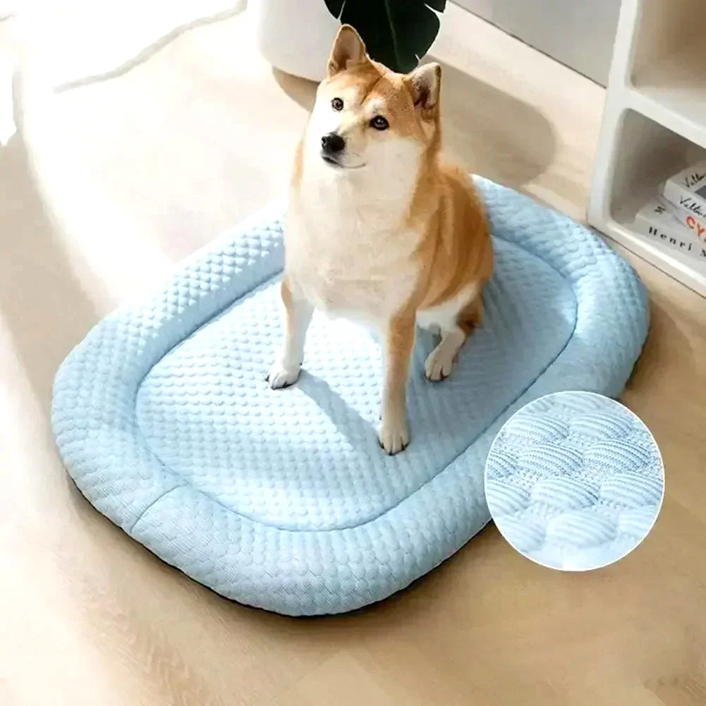 Ice Silk Cooling Dog Bed, Summer Pet Cushion Sleep Nest, Breathable Cool Mat Portable Pet Kennel for Small Medium Large Dog Cat