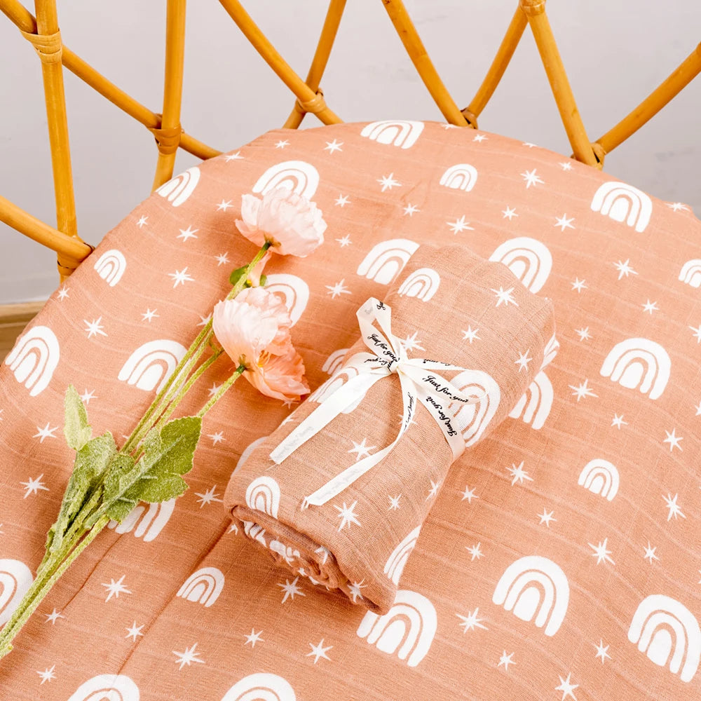 Elinfant Baby Muslin Swaddle Blanket 120x110cm Bamboo Cotton – SGS/CPSIA Certified Soft Print Wrap for Newborns - I YAN
