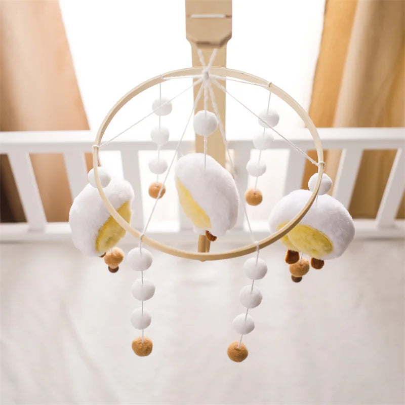 Hot Air Balloon Wooden Baby Crib Mobile – Musical Bed Bell & Rattles for Newborns 0–12M - I YAN