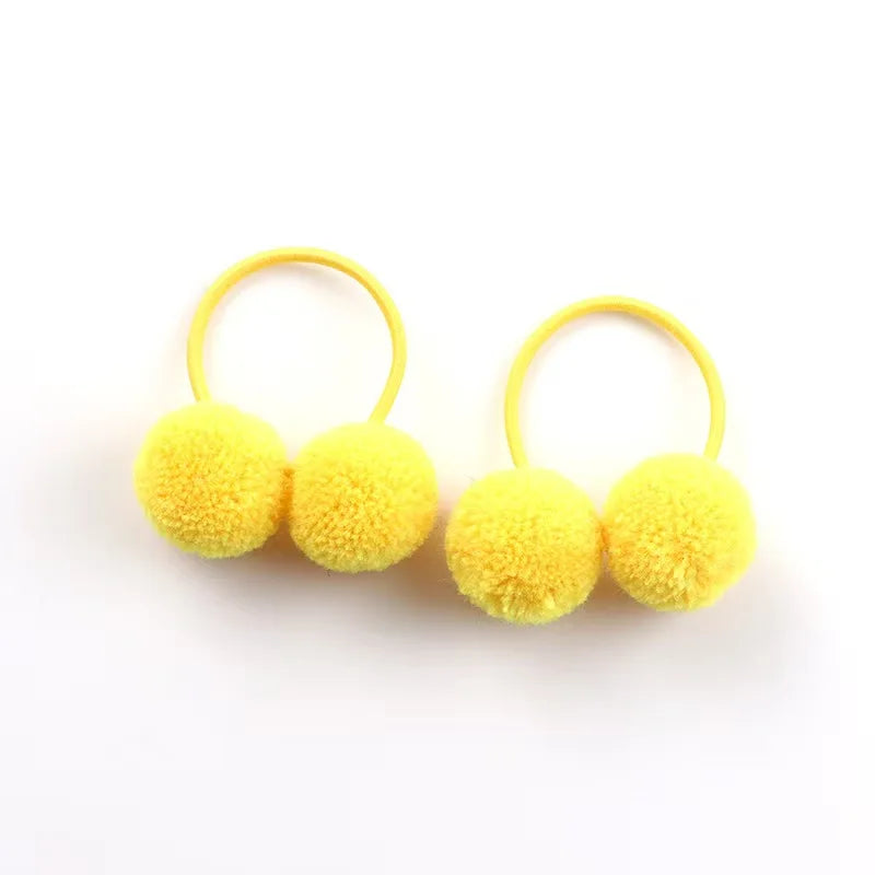 5/10pcs New Dog Double Plush Elastic Solid Hair Ball Pets Grooming Bows for Small Dogs Cat Bows Dog Hair Accessories Wholesale