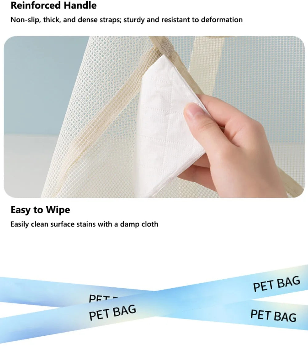 Portable Mesh Pet Carrier Bag Breathable Summer Use Dog Travel Bag Comfortable Shoulder Crossbody Foldable Pet Tote