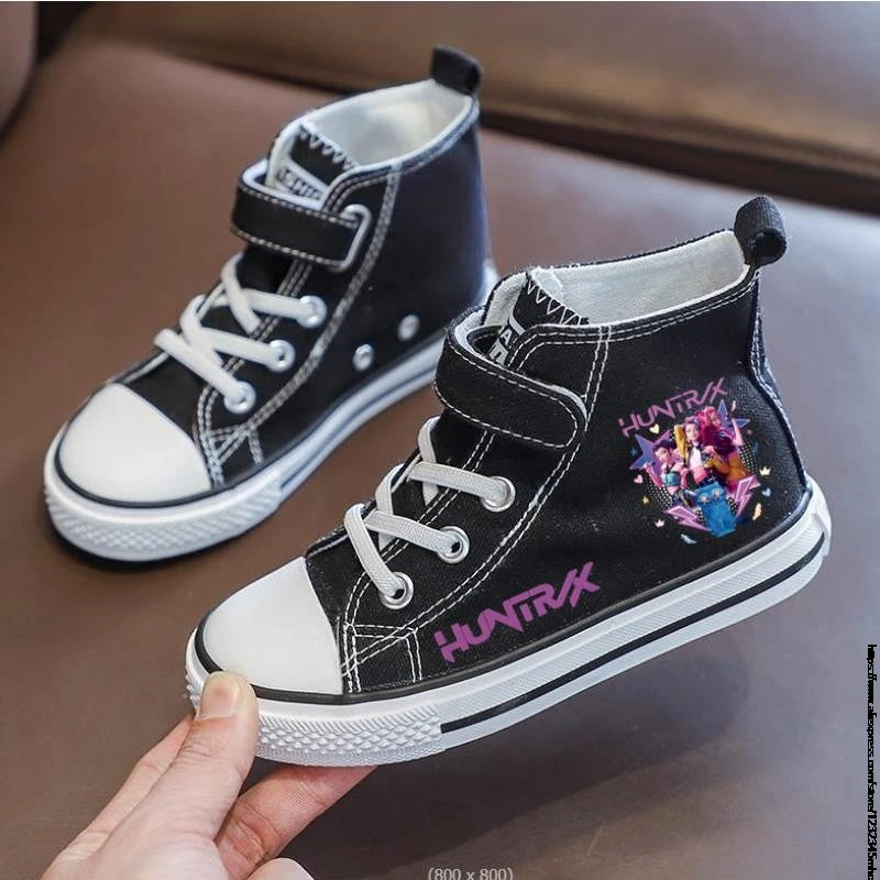 New Kpop Demon Hunter Children's Canvas Shoes Kids Sneakers Boys Girls Fashion Canvas Shoe Cartoon Print Breathable Casual Shoes