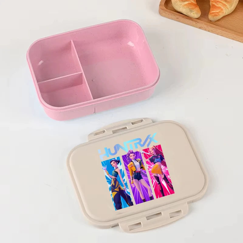 I YAN Demon Hunters anime lunch box, large capacity food storage container for kids, suitable for school and picnics.