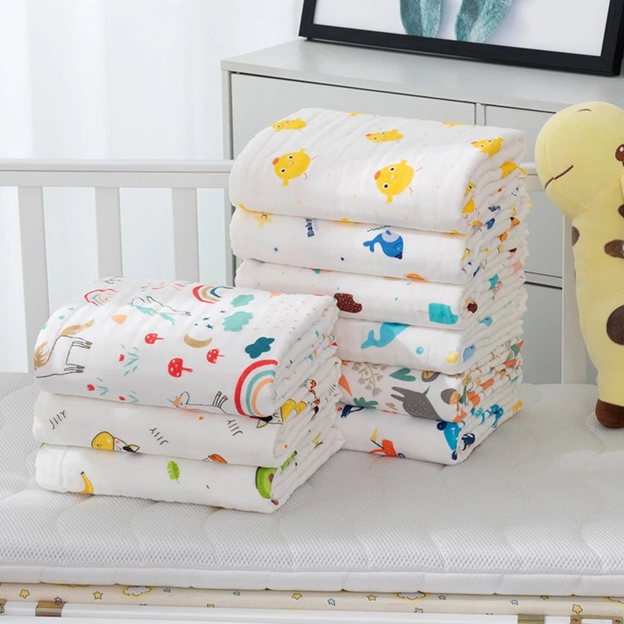 Baby Bath Towel Newborn Bathrobe 4-Layer Pure Cotton Gauze – Soft Swaddle Blanket & Washcloth for Boys & Girls - I YAN