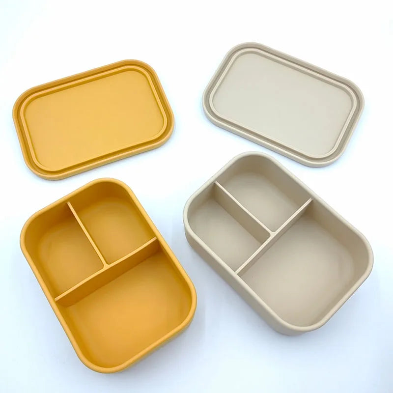 Silicone Bento Lunch Box 3 Compartments – Leakproof BPA Free Kids Food Container - I YAN