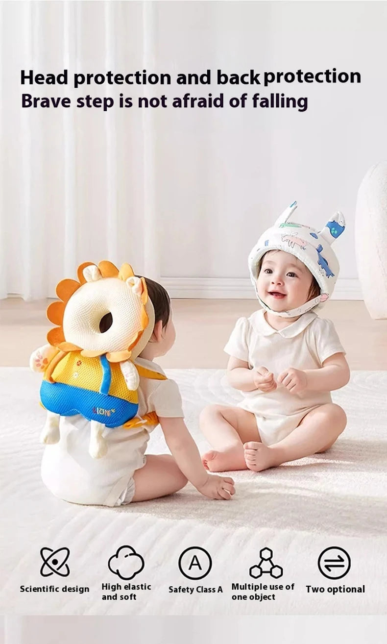 I YAN baby head protector pillow cartoon backpack for toddlers, soft safety cushion for learning to walk and prevent falls.