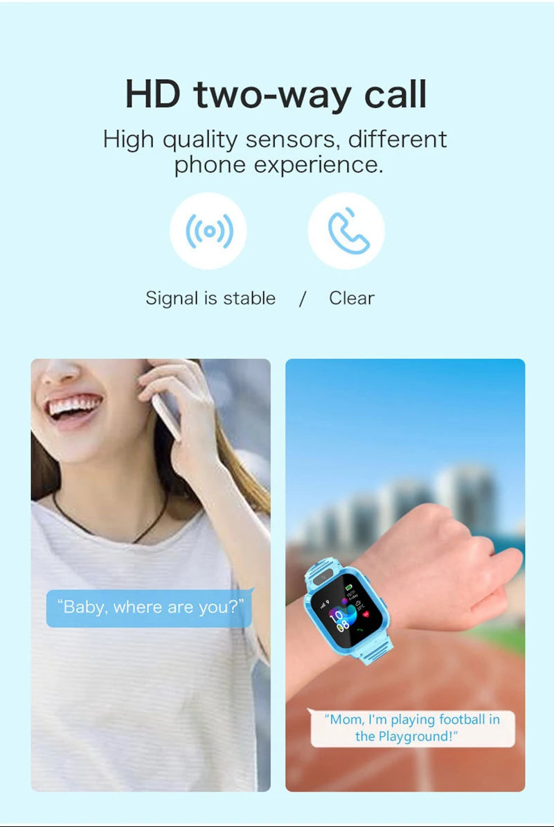 Kids Smart Watch SOS GPS Location Phone Call Sim Card Child Smart Watch Camera Waterproof Upgrade Watch For Kids Gift