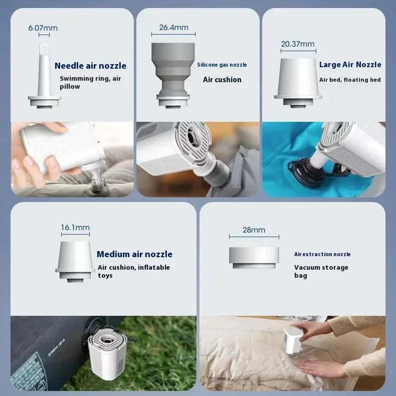 Mini Inflator Pump Outdoor Portable Small Electric Air Pump for Camping Sleep Pad Mattress Mat Pumping and Inflating Vacuum Pump