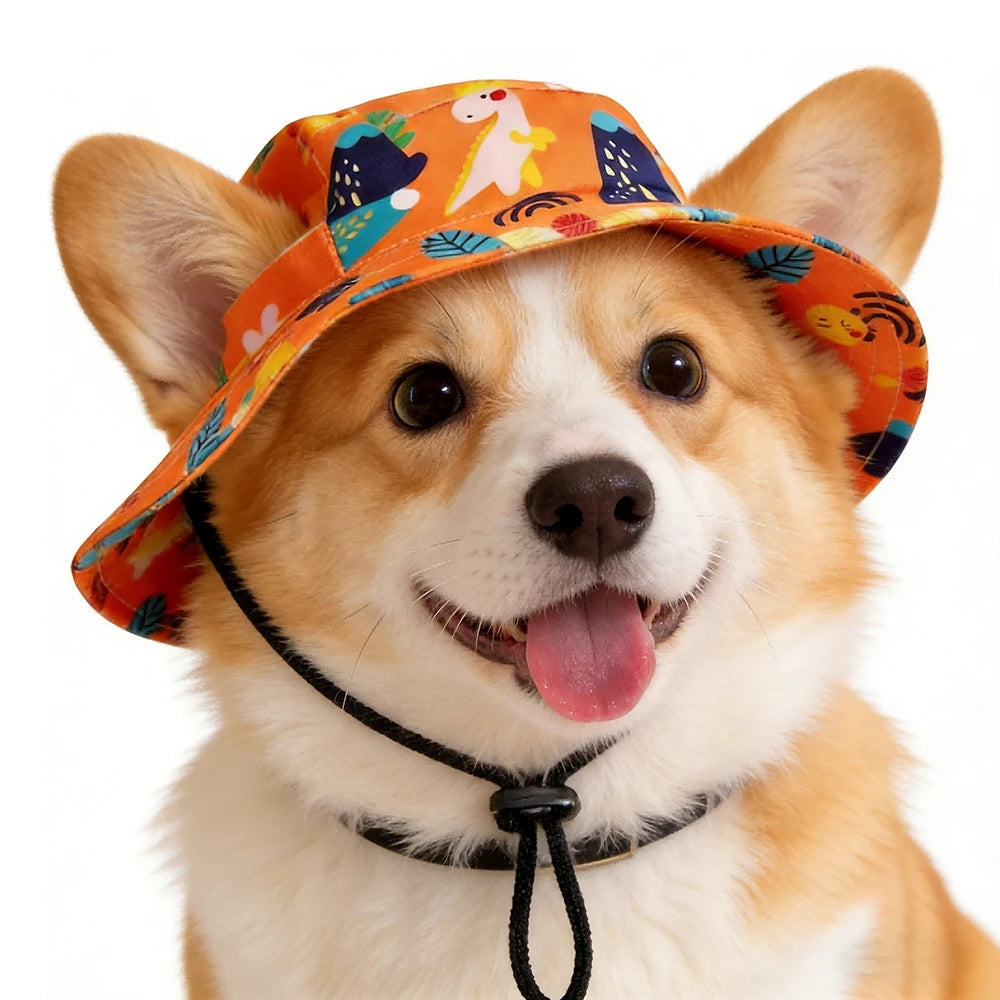 Summer Cat Dog Sunscreen Hat with Printed Checkered Pet Fisherman Hat Suitable for Cats Small Medium-sized Dogs Outdoor Supplies