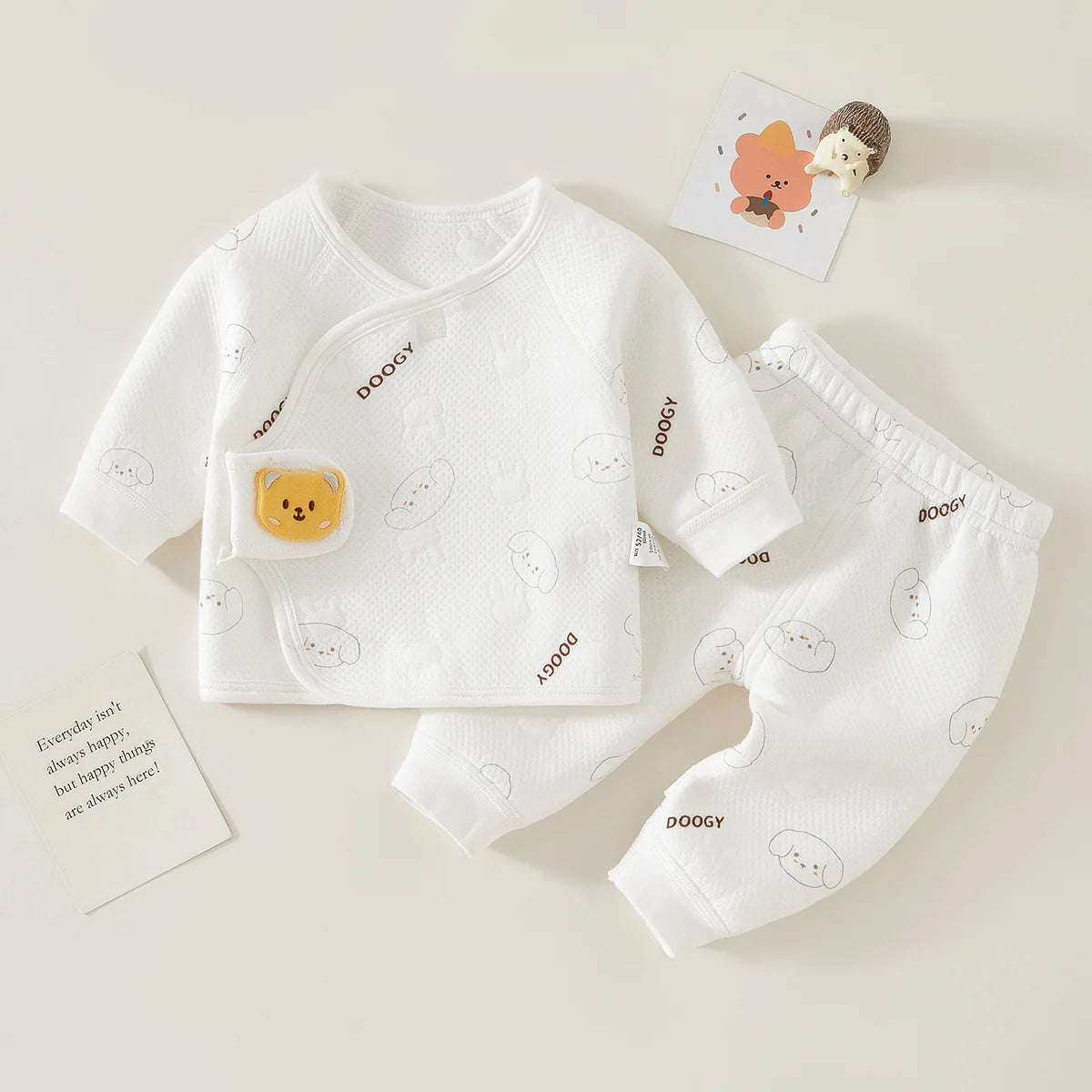 Baby Bear Print Pajama Set 2-Piece – Soft Cotton Sleepwear for Newborn to 6M - I YAN